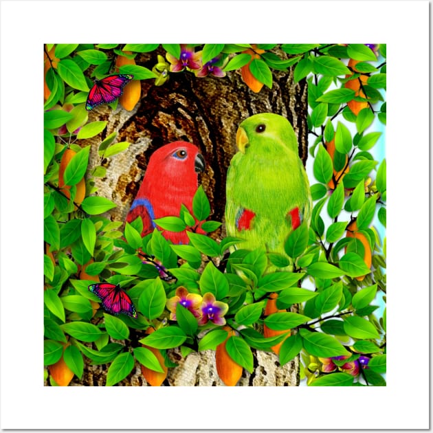 Nesting Parrots Wall Art by KC Morcom aka KCM Gems n Bling aka KCM Inspirations